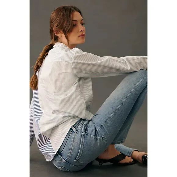 Frame Le Mini Split Hem Mid-Rise Bootcut Jeans Light Blue